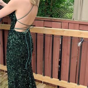 Sherri Hill Emerald Sequin Gown